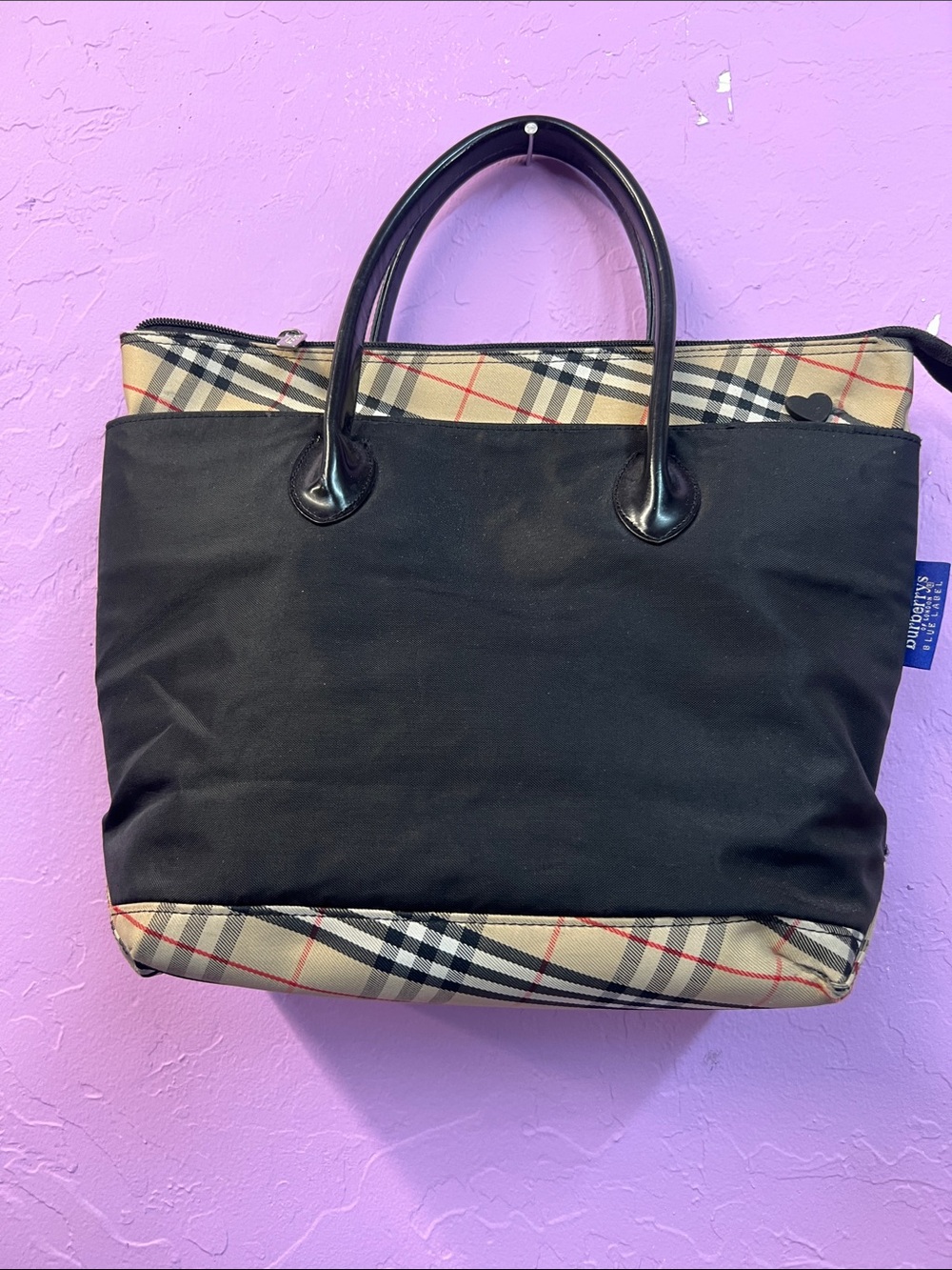 GUC Vintage Burberry Blue Label Nova Check Nylon Tote Bag